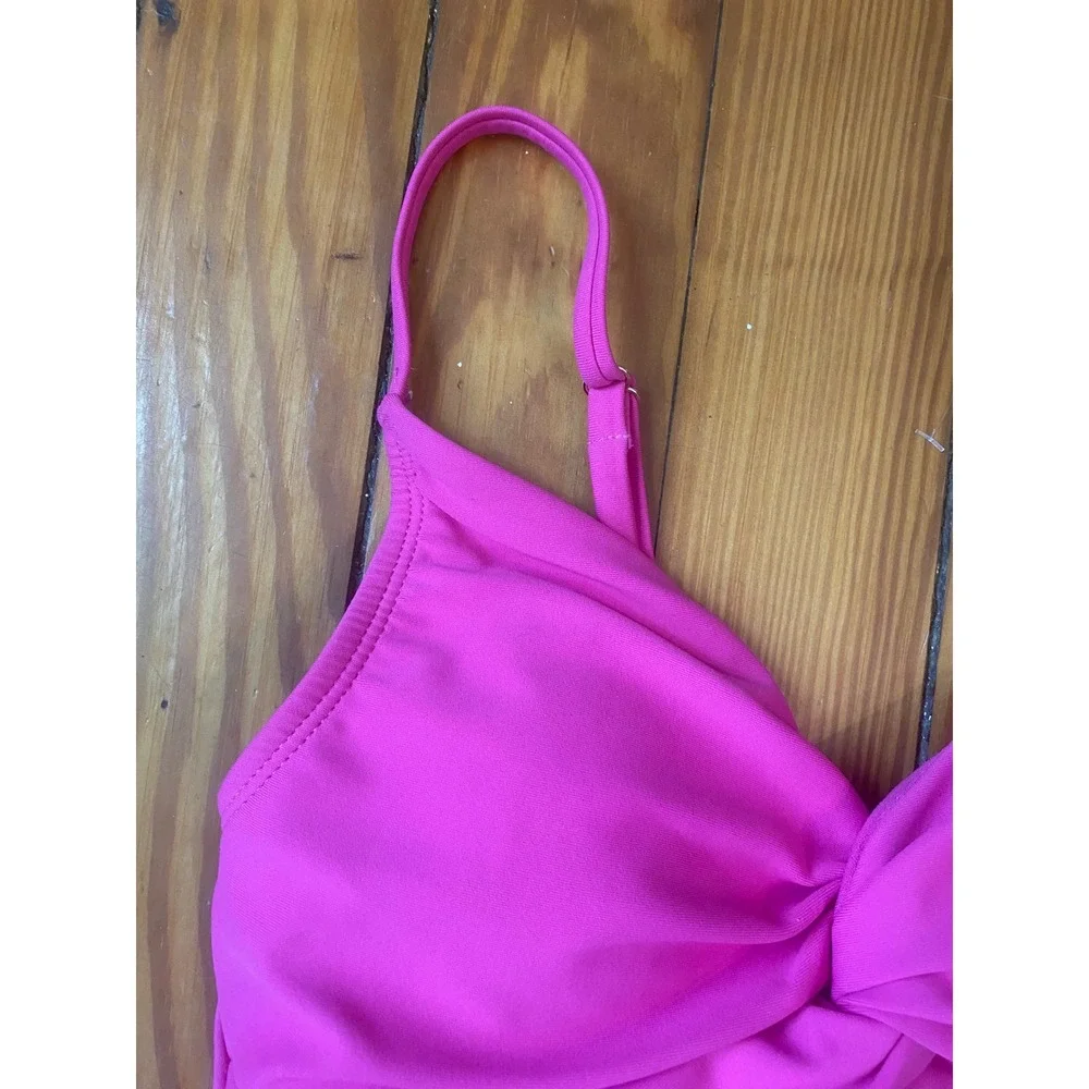 NWT Dorian Swim Womens Hot Pink Twist‎ Front Tankini Top Small